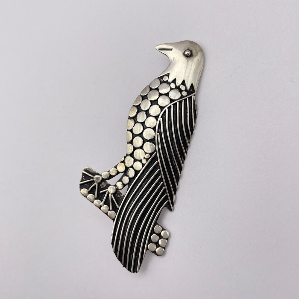 Vintage Sterling‎ Silver Overlay Eagle Brooch Bird Pin Wildlife Animal Jewelry - Picture 4 of 10